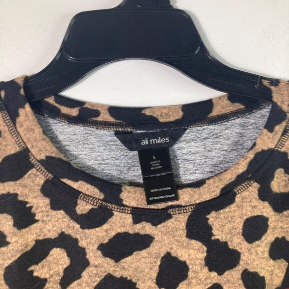 Womens Ali Miles Animal Print Top Sweater Sweatshirt S Leopard Zebra - Picture 3 of 8